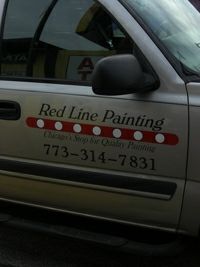 Red Line Painting's truck door lettering